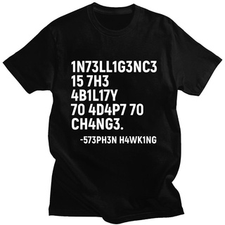 เสื้อยืด ผ้าฝ้าย พิมพ์ลายตัวอักษร Stephen Hawking แฟชั่นฤดูร้อน สําหรับผู้ชาย และผู้หญิง