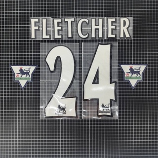 ชุดฟลูออฟชั่น ชื่อเบอร์ กำมะหยี่ FLETCHER # 24 + อาร์มขาว TM Patch Name Number 1996-2006