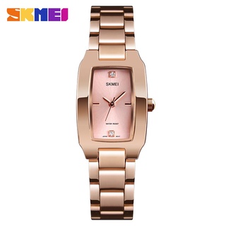 SKMEI Quartz Watch Fashion Thin Watches Ladies Casual Dress Luxury Silver Ladies Rhinestone Waterproof Relogio Feminino