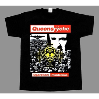 tshirtเสื้อยืดคอกลมฤดูร้อนWanyg เสื้อยืดแขนสั้น พิมพ์ลาย Queensryche Working Mindcrime88 สีดํา สไตล์คลาสสิก ของขวัญวันเก