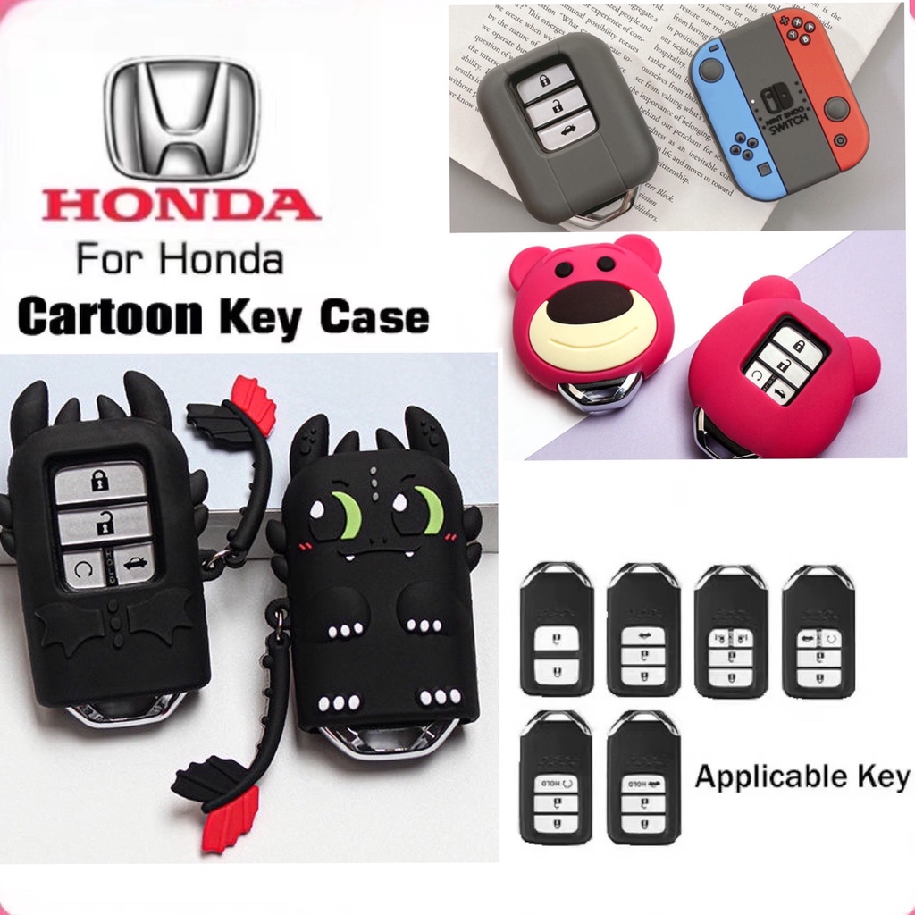 ราคาและรีวิวเคสกุญแจรีโมทรถยนต์การ์ตูนหมีหมีสำหรับ Honda City Civic Accord CRV XRV URV HRV key cover ready stock