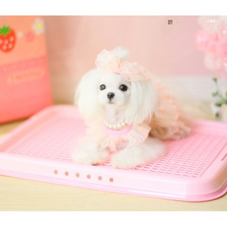 ถาดห้องน้ำสุนัข (Pet Toilet) ขนาด 35*45 cm ยี่ห้อ Petstyle ลายสตอเบอรี่สีชมพู