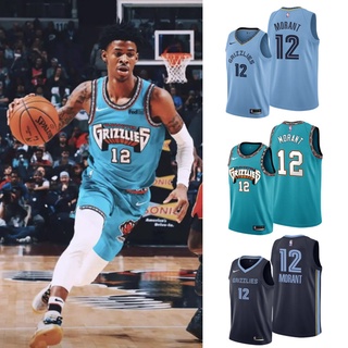 NBA Jersey #12 เสื้อกีฬาบาสเก็ตบอล ลายทีม Morant Green No.12 ครบรอบ 75 ปี