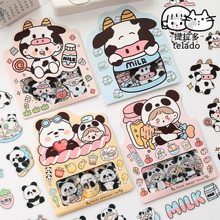 สินค้า Telado สติกเกอร์ ลายการ์ตูนแพนด้า วัวน่ารัก กันน้ํา สําหรับตกแต่ง DIY 30 ชิ้น ต่อแพ็ก