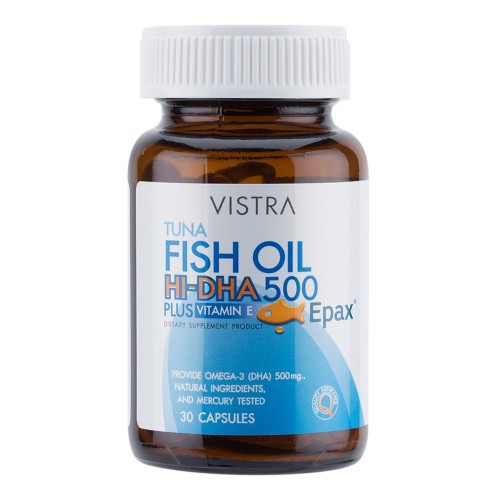 VISTRA TUNA FISH OIL Hi DHA 500mg 30 Capsules 1ขวด วิสทร้า ทูน่า ฟิช ออ