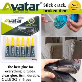 กาวช้าง Avatar Super Glue 3 G กาวหลอดแบบประหยัด 6 หลอด ซ่อมของทุกชนิด