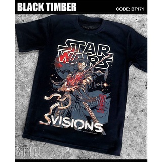 เสื้อยืดผ้าฝ้ายพรีเมี่ยม  171 STAR WARS VISIONS เสื้อยืด ลายหนัง สกรีนลาย ผ้าหนา Movie  Black Timber S M L XL XXL