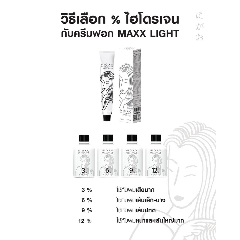 ภาพสินค้าครีมฟอก สีผม นิกาโอะ  NIGAO Maxx Light ฟอกสีผม ไม่ทำร้ายเส้นผม สีฟอก กัดสีผม ทำง่าย แม็กซ์ ไลท์ กัดสีผม ฟอกผม ถนอมผม จากร้าน beautystoryshop บน Shopee ภาพที่ 8