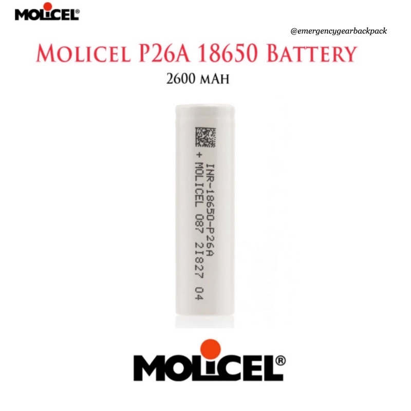 ภาพสินค้าMolicel P26A INR18650 2600mAh 3.6V 35A High-drain-Li-ion battery จากร้าน emergencygearbackpack บน Shopee ภาพที่ 3