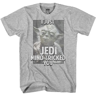 เสื้อยืด พิมพ์ลายกราฟิก Star WARS Yoda Jedi Mind Tricked Mandalorian Funny Humor Pun สําหรับผู้ชาย