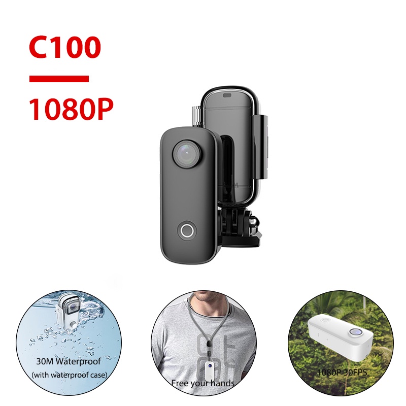 ภาพหน้าปกสินค้าSjcam C100 กล้องแอคชั่น ขนาดเล็ก 1080P 30FPS กล้องหัวแม่มือ 30M กันน้ํา กีฬา เว็บแคม