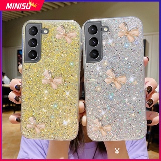 เคสโทรศัพท์มือถือ ซิลิโคนนุ่ม ลายผีเสื้อ 3D ประดับเลื่อมกลิตเตอร์ สําหรับ Samsung Galaxy S22 S21 Plus Ultra S21FE S20FE Note 20 20Ultra 10Lite 10Plus