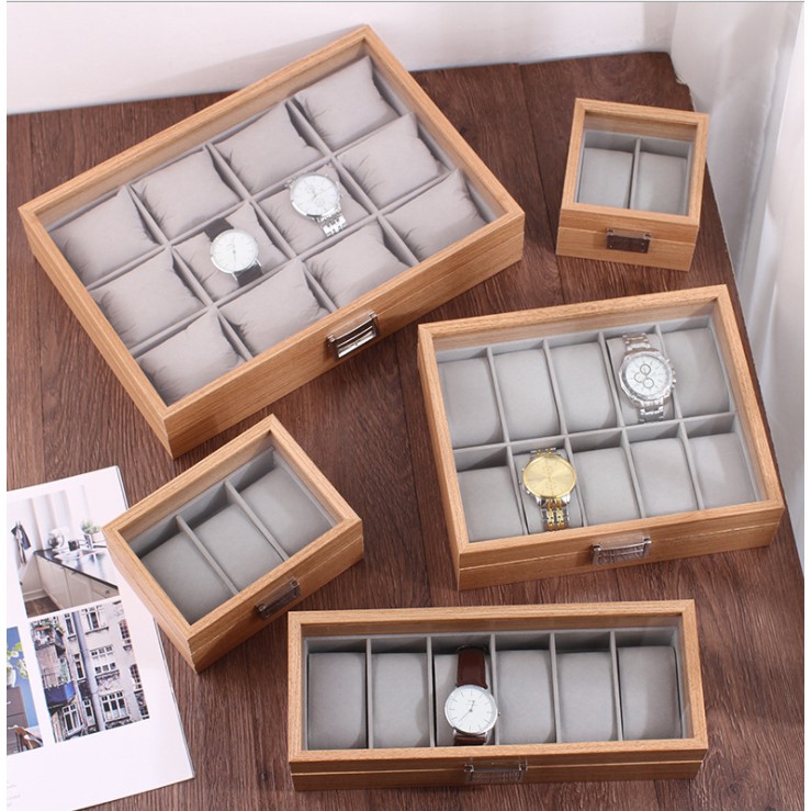 รูปภาพสินค้าแรกของ(FZ47UK ลดเพิ่ม45) กล่องใส่นาฬิกา กล่องนาฬิกาไม้ ลายไม้ ขนาด3ช่อง งานสวย สินค้าพร้อมส่งที่ไทย