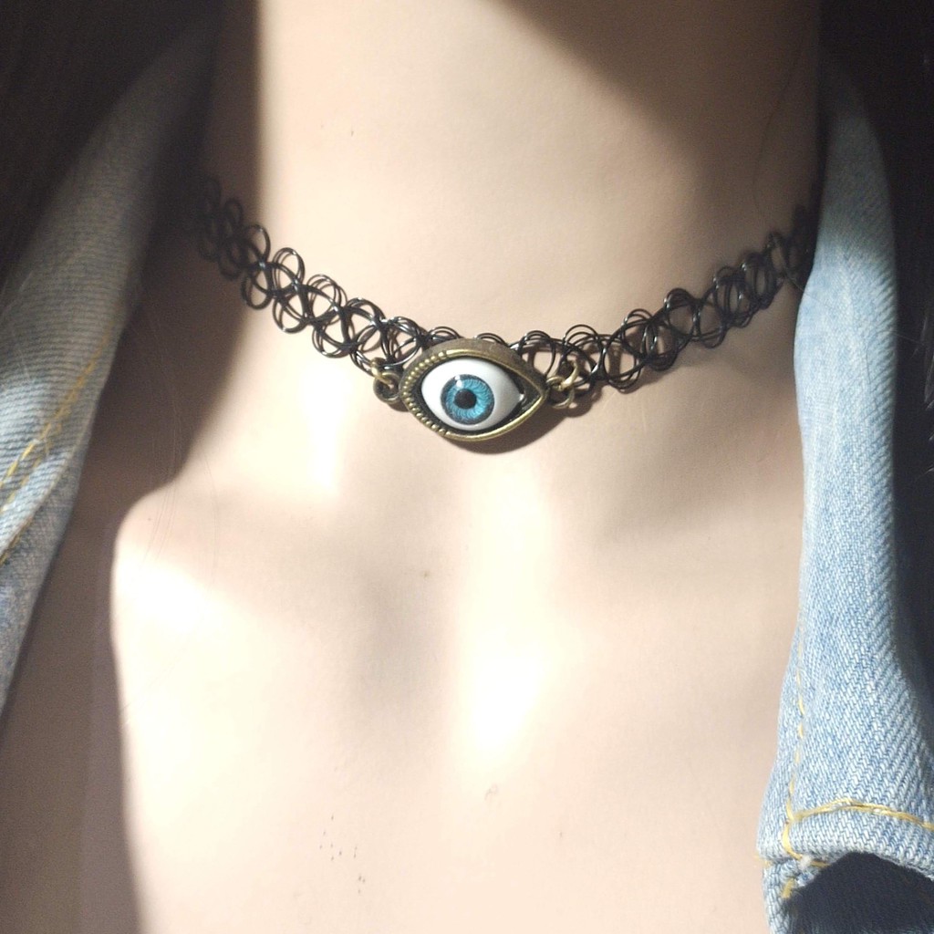 โชคเกอร์-รูปดวงตา-อีวิลอาย-evil-eye-ใส่ข้อมือได้-ใส่คอเป็นโชคเกอร์ได้-หรือคาดหัวเก๋ๆ