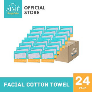 AIME Facial Cotton Towel 40pcs, เอเม่ สำลีแผ่นใหญ่สำหรับซับหน้าแทนผ้าขนหนู (24กล่อง) 40 แผ่น/กล่อง