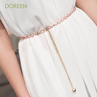 Doreen เข็มขัดโซ่มุกลูกปัดหลากสีสําหรับผู้หญิง