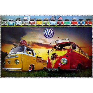 โปสเตอร์ รูปถ่าย รถยนต์ โฟล์กสวาเกน VW VOLKSWAGEN VAN POSTER 24”X35” Inch German Vintage Classic Cars Vehicle V3