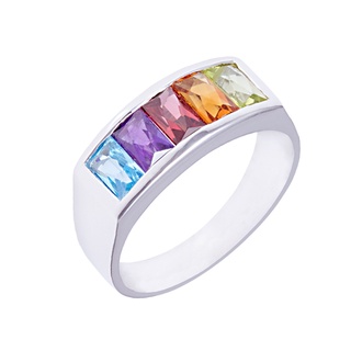 แหวนพลอยแท้5สี งดงาม สวมใส่เป็นสิริมงคล เพื่อความมั่งคั่งโชคดีใส่ได้ประจำวันใส่อาบน้ำได้