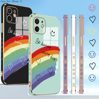 Compatible With iphone 11 Pro MAX SE 2020 X XS XR 6 6S 7 8 Plus 2022 เข้ากันได้ สำหรับ Electroplating TPU Case Smile Lover Heart เคส เคสโทรศัพท์ เคสมือถือ