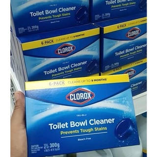 Clorox toilet bowl cleaner ก้อนทำความสะอาดสุขภัณฑ์  แถบเหลือง กล่องฟ้าแพค 6 ก้อน