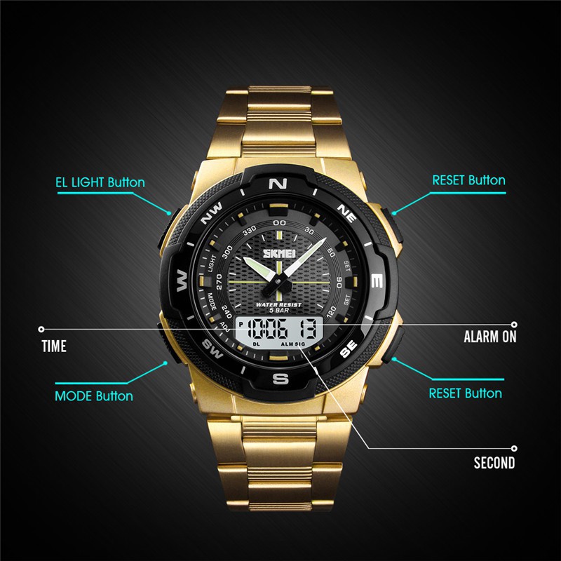 ภาพหน้าปกสินค้าSKMEI นาฬิกาข้อมือดิจิตอลสแตนเลสกันน้ำ 50 เมตรสำหรับผู้ชาย จากร้าน allen532.th บน Shopee