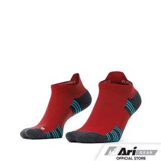 ARI CUSHION RUNNING TAB SOCKS - RED/TOP DYED BLACK/TURQUOISE  ถุงเท้า อาริ คูชั่น สีแดง