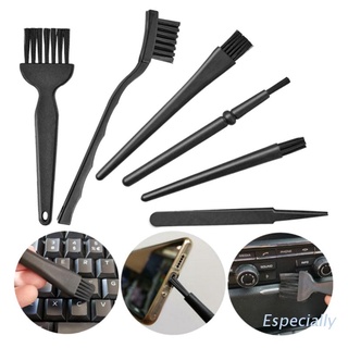 ESP Black Keyboard Cleaning Brush Kit Set of 6 Anti-Static Handhold Brushes for Home Office Computer Laptop Phone Dust Brush