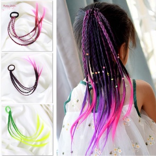 Multi-color Dreadlocks Kids Elastics Hair Rope Wig Girls Cute Hair Accessories Childrens Gradient Color Braided Wig Girls Elastic Hair Rope Dreadlocks Kids Wig Twist Braid Rope