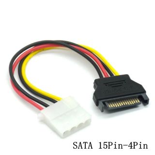 สายต่อ SATA Serial ATA 15pin ชาย Molex IDE 4Pin หญิงแหล่งจ่ายไฟสำหรับฮาร์ดดิสก์ฮาร์ดดิสก์ไดรฟ์