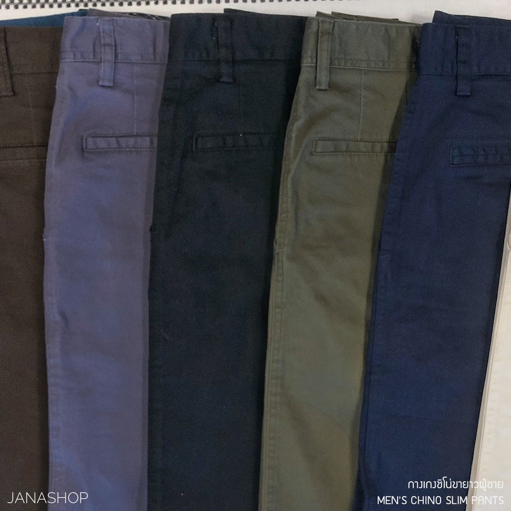 ภาพสินค้ากางเกงชิโน่ ขายาวผู้ชาย Men's Slim Chino Pants กางเกงขากระบอก กางเกงขายาวผู้ชาย จากร้าน janashopth บน Shopee ภาพที่ 4