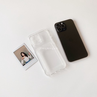 เคสใส่บัตร/ใส่รูป Clear case whit card slot — • สำหรับ 6-14promax •