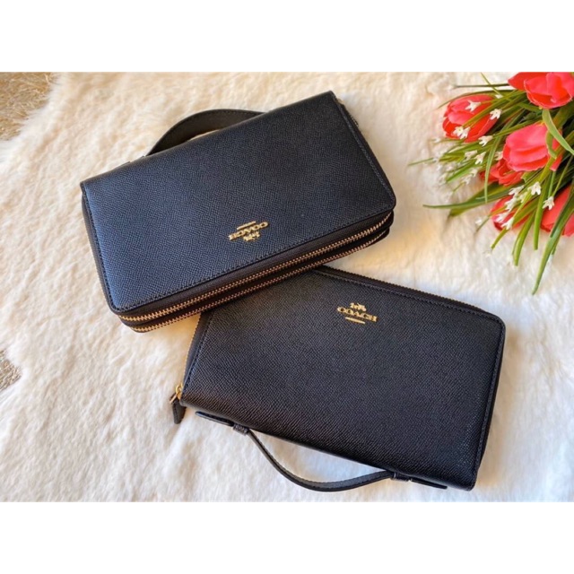 DOUBLE ZIP TRAVEL ORGANIZER (COACH F23334) ANTIQUE NICKEL/BLACK Shopee Thailand