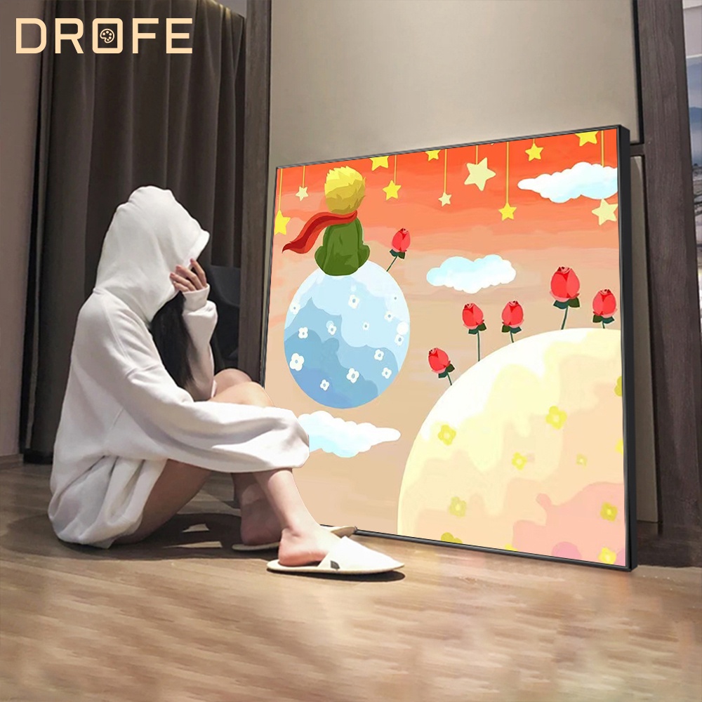 drofe-ภาพวาดสีน้ํามัน-ตามตัวเลข-รูปเจ้าชายน้อย-ขนาด-20-20-ซม-และ-30-30-ซม-พร้อมกรอบรูป-สําหรับตกแต่งบ้าน-diy