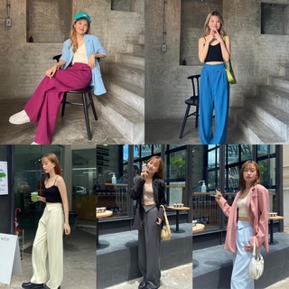 chuuchop_พร้อมส่ง(C7863)✨🛋🧤Terry trousers กางเกงขายาว แต่งดีเทลเอวพับ มี3สี