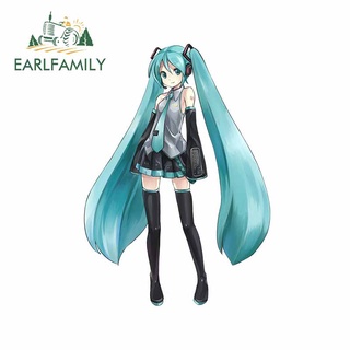 Earlfamily สติกเกอร์ กันน้ํา ลายดอกไม้ 54147 Hatsune Miku 13 ซม. x 9.4 ซม. สําหรับติดตกแต่งรถยนต์