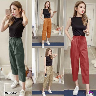 📌สอบถามก่อนสั่งซื้อ🔥 Set 2 ชิ้น  เสื้อแขนกุด เนื้อผ้าร่อง มาพร้อมกับกางเกงขายาว (TW6542)