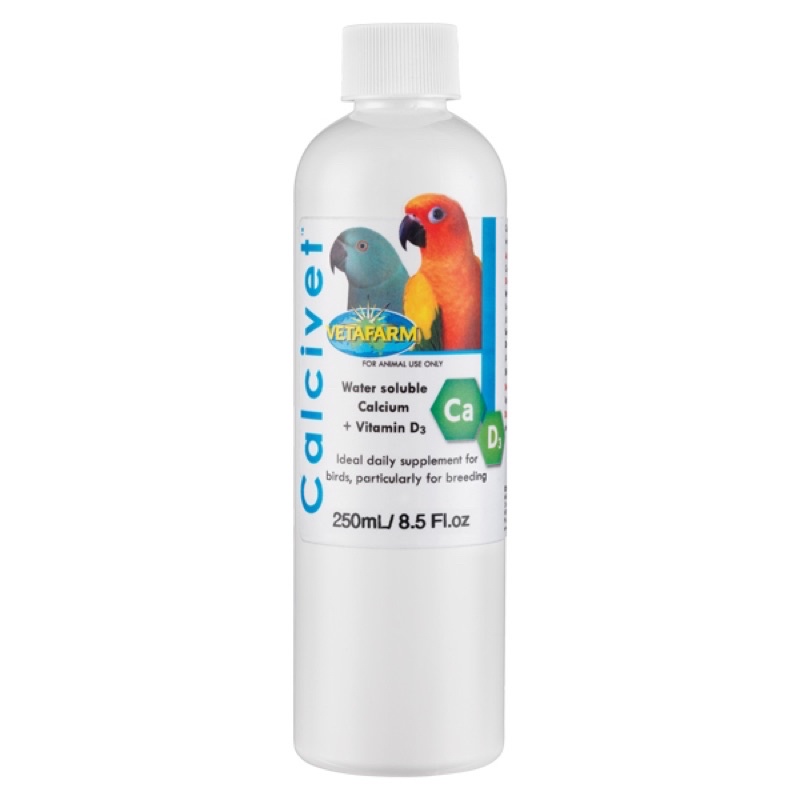 calcivet-วิตามินน้ำนก-เสริมแคลเซียม-วิตามิน-d3-เตรียมพร้อมผสมพันธุ์-250ml