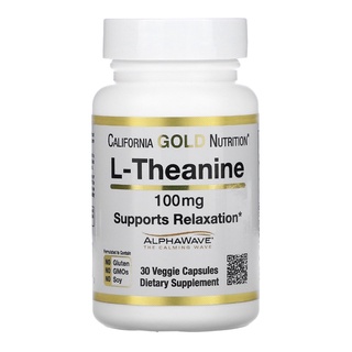 California Gold Nutrition L-Theanine, Alphawave, Support Relaxation 100 mg, 30 Veggie capsules