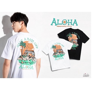 🔥 9.9. SALE 🔥 ® เสื้อยืดลาย รุ่น Aloha สีขาวและสีดำ ( ลิขสิทธิ์แท้ ) แขนสั้น เสื้อยืดผู้ชาย ผู้หญิง M L XL 2XL  TS