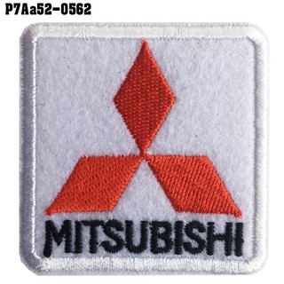 สินค้า อาร์มติดเสื้อ ตัวรีดติดเสื้อ อาร์มปักลาย โลโก้รถ MITSUBISHI /Size 5*5cm #ปักขาวแดงดำพื้นขาว รุ่น P7Aa52-0562