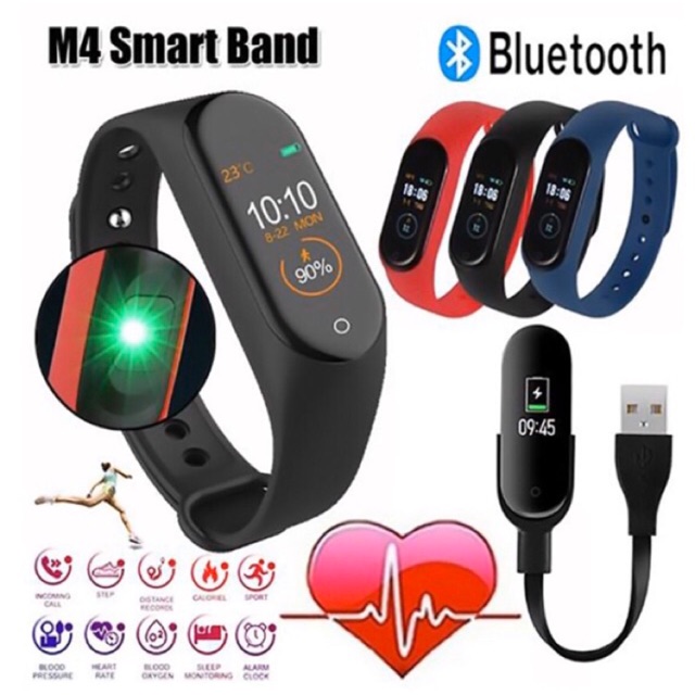 ภาพหน้าปกสินค้านาฬิกาอัจฉริยะ M4 Smart watch Wristband นาฬิกาวัดหัวใจ นาฬิกาออกกำลังกาย สายรัดข้อมืออัจฉริยะ จากร้าน apmax999 บน Shopee