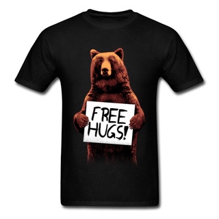 เสื้อยืดผ้าฝ้ายพิมพ์ลาย Hugs Mugshot Bear สําหรับผู้ชายคุณภาพสูง