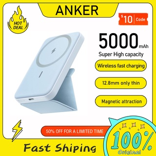 Anker 622 แบตเตอรี่แม่เหล็ก (MagGo) ที่ชาร์จแม่เหล็กไร้สาย แบบพกพา พับได้ 5000mAh และ USB-C สําหรับ iPhone 13 Pro Max 12 11
