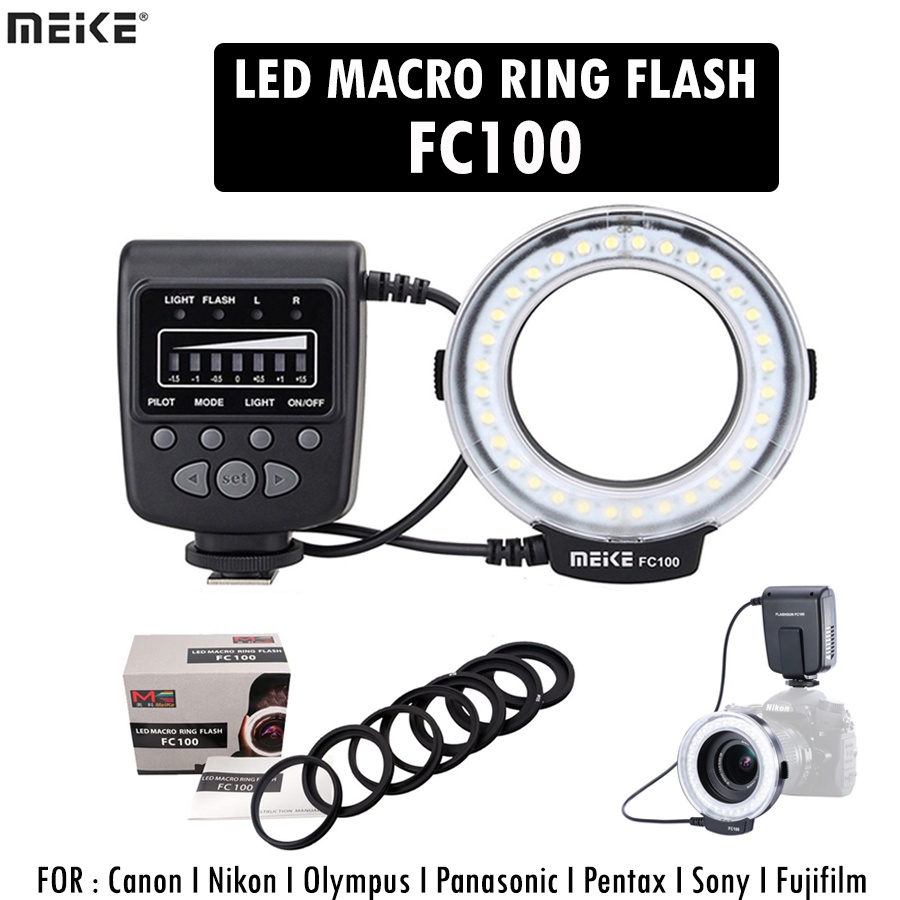 Meike FC100 LED Macro Ring Flash สำหรับกล้อง DSLR และ Mirrorless