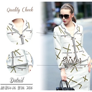 Premium Of the Luxury White Jacket Set style Lady Korea