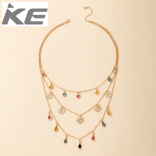 jewelry Color diamond three-necklace Round portrait multi-necklace for girls for women low pr