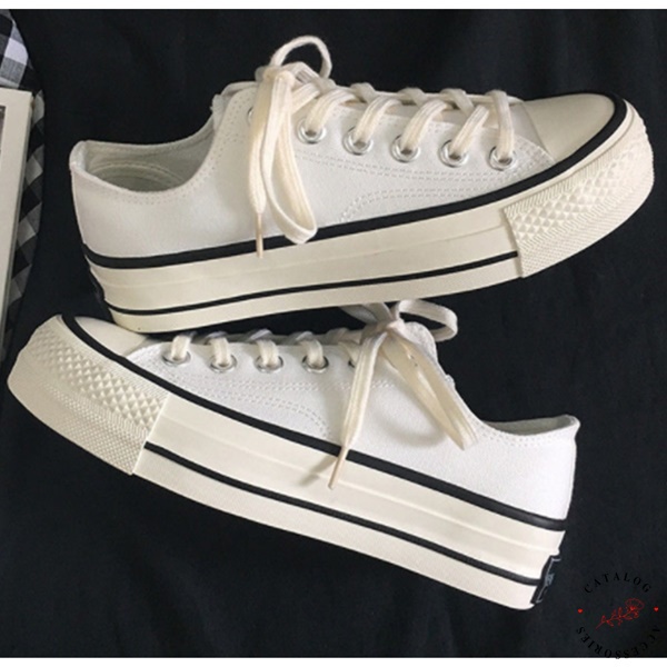 f2-พร้อมส่ง-รองเท้าผ้าใบแฟชั่น-ขอบยางหนา-สีขาว