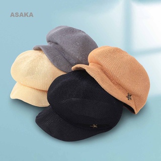 Asaka หมวกฟางถัก ทรงแปดเหลี่ยม ระบายอากาศ ปรับได้ เหมาะกับฤดูร้อน สําหรับผู้หญิง