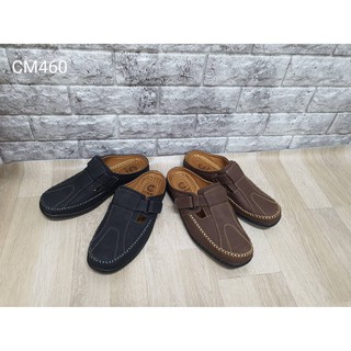 CM460รองเท้าเปิดส้นกึ่งลำลองแบบเรียบๆมี2สีดำน้ำตาลไวส์40-45