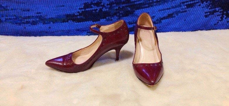 vintage-kate-spade-mary-jane-red-leather-heels-แท้
